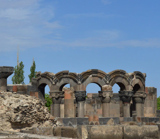 Ruins of the UNESCO World Heritage Site Zvartnots cathedral in Armenia.