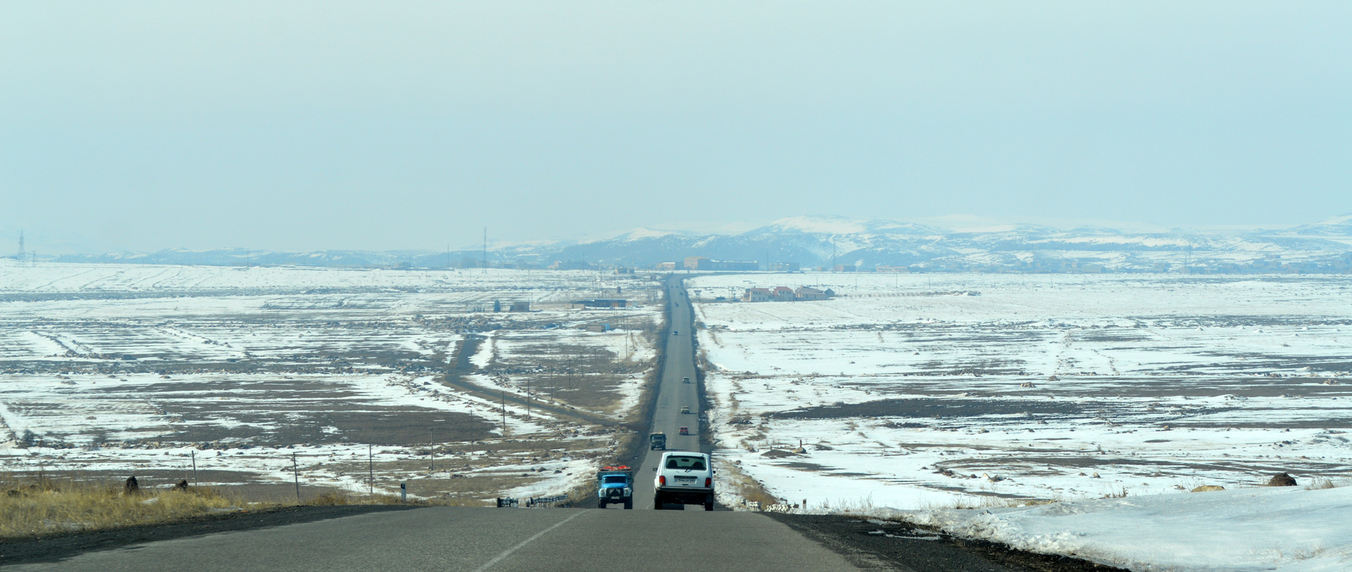 Winter road in Armenia. Route Armenia tour operator