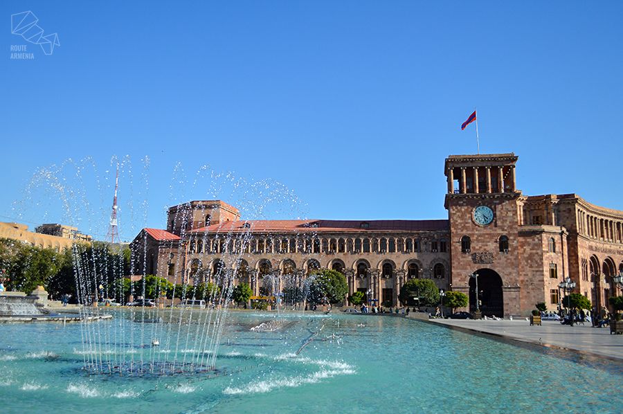 Fountains on Republic square in Yerevan.